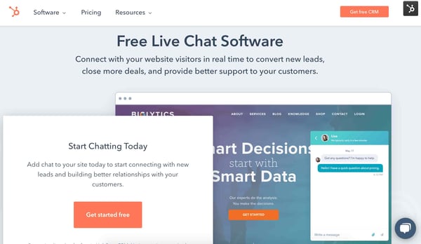 hubspot live chat software example
